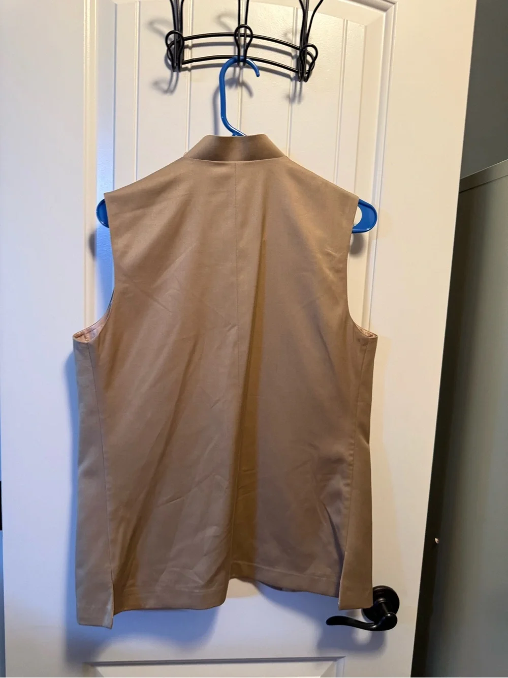 Tan Embroidered Button-Up Vest